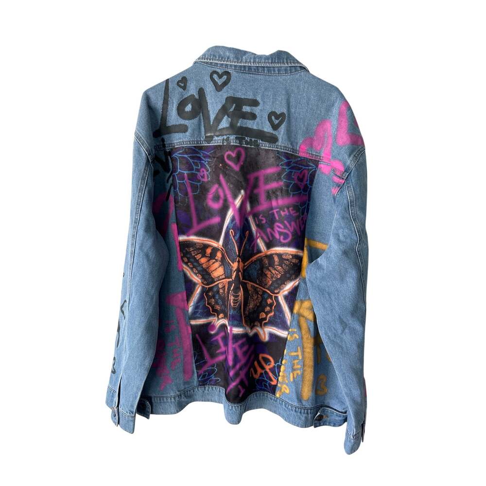Chemistry Light Wash Hand Painted Denim Jacket 3X
